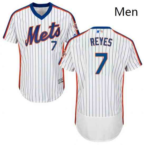 Mens Majestic New York Mets 7 Jose Reyes WhiteRoyal Flexbase Authentic Collection MLB Jersey
